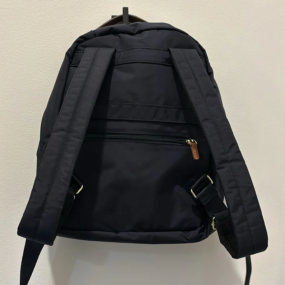 Bric's Black Backpack with Brown Leather Trim